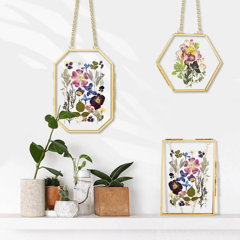Cadre Petalkeep™ — Fleurs séchées & souvenir sous double verre doré