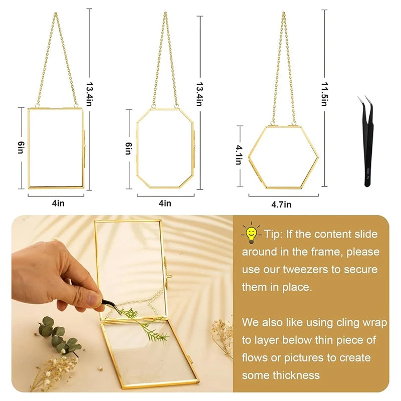Cadre Petalkeep™ — Fleurs séchées & souvenir sous double verre doré